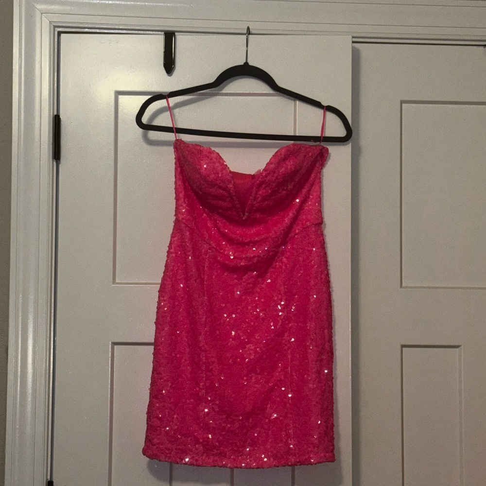 Hot pink mini dress